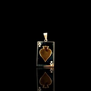 Two tone Stainless steel with rose gold plating ace of spades pendant